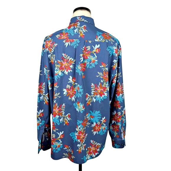 Tommy Bahama Men's XL LS Silk Blend Button Floral Shirt Flip Cuff Hawaiian - Picture 4 of 7